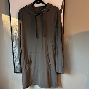 Grey Hooded Dress with Front Pocket